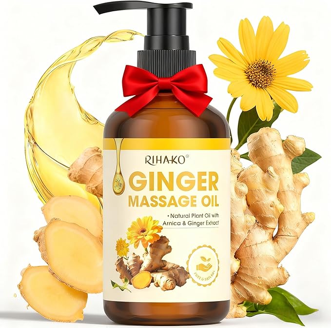 Easter Gifts for Women Ginger Oil,Ginger Massage Oil with Arnica for Lymphatic Drainage, Belly Drainage & Sore Muscle Relief,Natural Body Oil for Skin, Warming Spa Massage & Relaxation Therapy