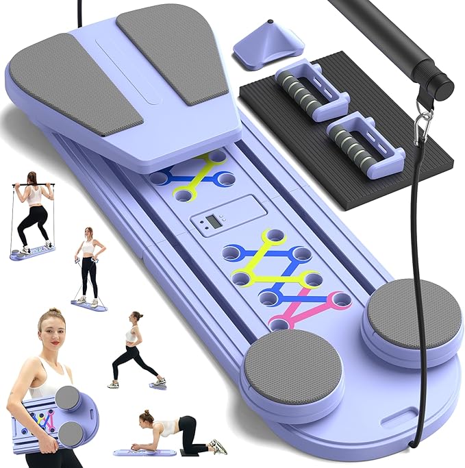 Pilates Board,Foldable Pilates Reformer Sets with Timer,Multifunctional Abdominal Pilates Board for Home Workout Equipment,Portable Ab Board Trainer Pilates Exercise Machine, Pilates Board for Women