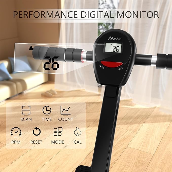 Magnetic Rowing Machine for Home Adjustable 8-Speed Booster Burn Fat & Sculpt Muscles Supports Up to 265 LBS Phone/Tablet-Ready Design