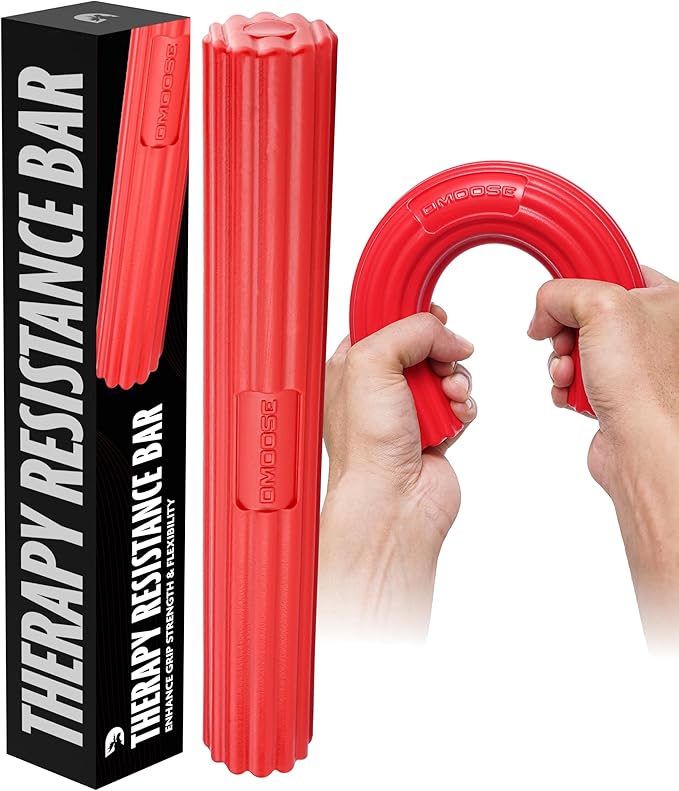 DMoose Fitness Flex Resistance Bar for Physical Therapy - Non-Slip Odorless Material, Exercise Bar for Tennis & Golfers Elbow Tendonitis Relief - Wrist and Forearm Strengthener & Grip Strength Trainer