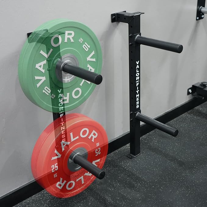 Valor Fitness Wall Mounted Weight Plate Storage Holder/Rack for Bumper Plates and Olympic Weight Plates