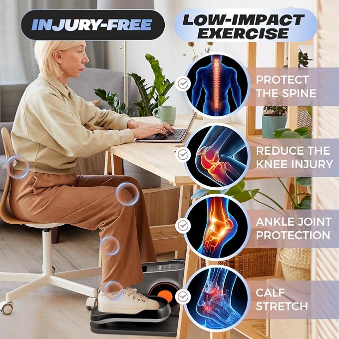 Saker Under Desk Elliptical Machine, Electric Seated Pedal Exerciser, Mini Ellipse Leg Exerciser with Display Monitor, Remote Control, Elliptical Machine for The Old and Young Leg Ercise