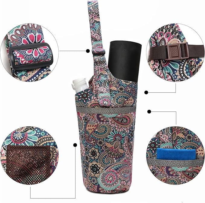 IwIeIaIrI Yoga Mat Bag for Women with Large Size Pocket and Zipper Pocket,Yoga Gifts Accessories with Adjustable Shoulder Strap- Fits Most Workout Stuff