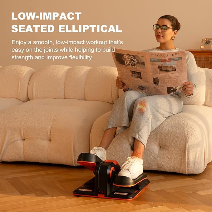 TOUSAINS Under Desk Elliptical Machine for Seniors, Electric Leg Exerciser with App & Remote, 7 Speeds Portable Foot Pedal for Home Office, Low-Impact Rehab Equipment