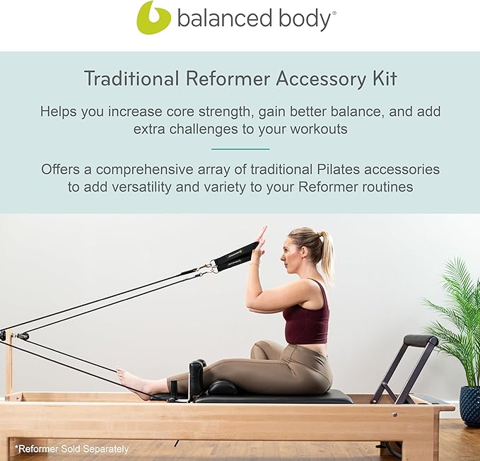 Balanced Body Traditional Reformer Accessory Kit with Pole, Dowel, and Cushions, Pilates Reformer Accessories, Pilates Equipment for Home Gym or Pilates Studio, 4 Pieces