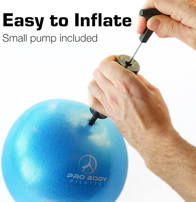 ProBody Pilates Small Exercise Ball with Pump - 9 Inch Workout Ball for Stability, Barre, Yoga, Core & Physical Therapy