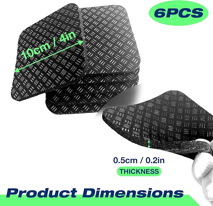 6 Pack Treadmill Pads - Anti-Slip & Anti-Vibration Exercise Equipment Mats - Floor Protectors for Hardwood & Carpet, Noise Reducing Stabilizer Feet for Bike, Elliptical, Rower (Square, 4"x4"x0.2")