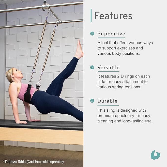 Balanced Body Stability Sling, Guided Support for Core and Back, Trapeze Table (Cadillac) Pilates Machine Equipment, Workout Equipment for Home Gym or Pilates Studio