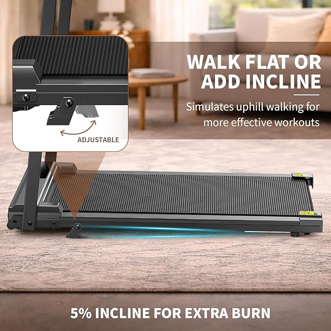 STRIDEMAX Quiet Folding Treadmill with Manual Incline, 2.5HP Under Desk Walking Pad, Basic LED Display, Shock Absorption, Space-Saving Fitness Equipment for Small Apartments - Joystride Series