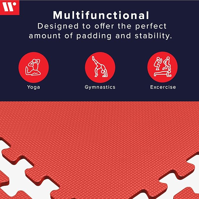We Sell Mats 3/8" Thick Multipurpose EVA Foam Exercise Floor Mat, Interlocking Tiles, Anti-Fatigue for Home or Gym