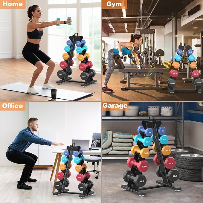 TomCare 6-Tier|5-Tier|4-Tier Dumbbell Rack Stand Only, Weight Rack for Home Gym Storage Stand for Weights Metal A-Frame Strength Training Dumbbell Holder with Handle (Dumbells not Included)