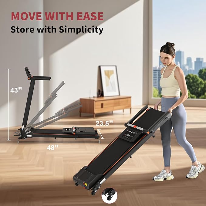 Foldable Treadmill with Incline Treadmill with Home Removable Desk Workstation 3 in 1 Folding Small Compact Walking Treadmills 300 Lbs Capacity for Home Office