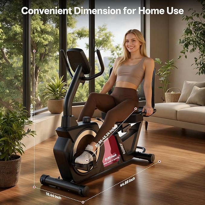 JOROTO Recumbent Exercise Bike for Home, Magnetic Recumbent Bike for Seniors Adults, 400LBS Capacity, Wide Cushioned Seat & Back with Smart APP, Backlit LCD Monitor, Heart Rate Handle