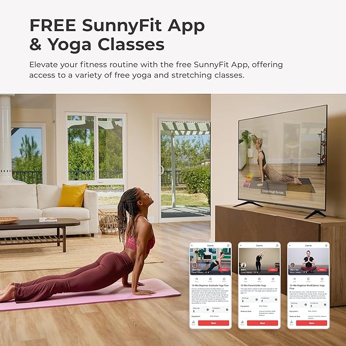 Sunny Health & Fitness Non-Slip Yoga Mat – Durable, Anti-Tear, Lightweight, Cushioned Support for Yoga, Pilates, Stretching Exercises, Meditation and Floor Workouts | Multiple Sizes & Colors