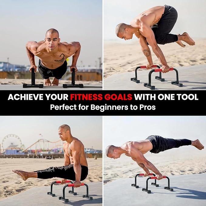 Rubberbanditz Parallette, Parallel Bars & Dip Station | At Home Gym Workout Equipment, L-Sit Bars & Calisthenics Equipment for Home. Perfect for Push Ups, Dips, Handstands & Gymnastics.