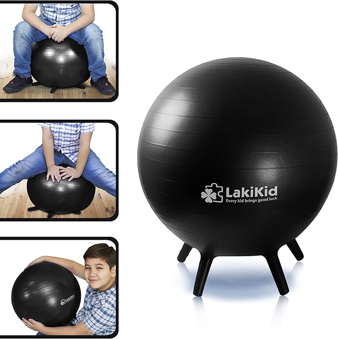 LakiKid Balance Ball Chairs for Kids Flexible Seating Classroom Furniture- Stability Ball Chairs with Legs, Exercise Ball Chair, Yoga Ball Chair, Ideal Alternative Seating for Students (18"/45 CM)