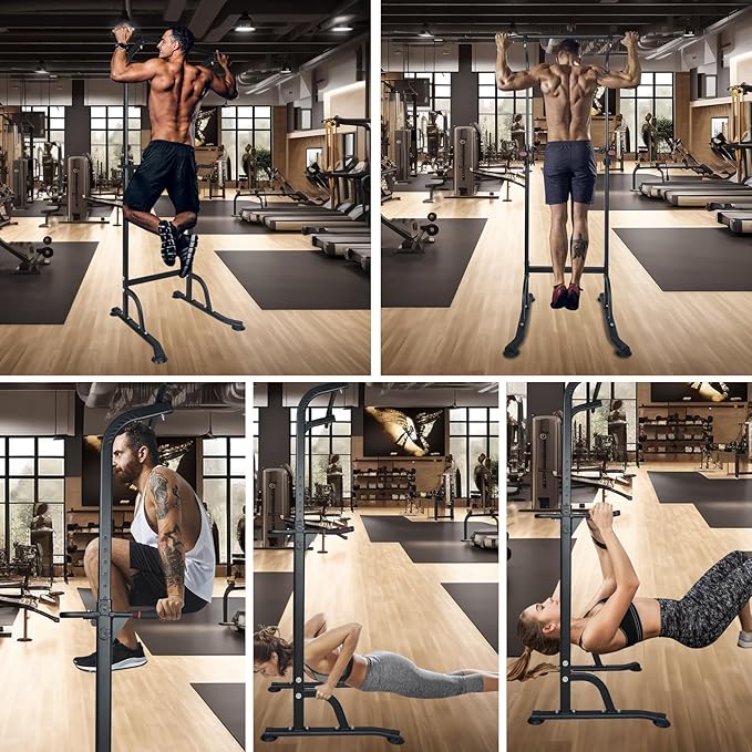 Adjustable Height Dip Bar Station, Heavy Duty Dip Station for Home Gym,Multi-function Dip Station Pull Up Bar Full Body Strength Training Workout Fitness Equipment for Tricep Dips