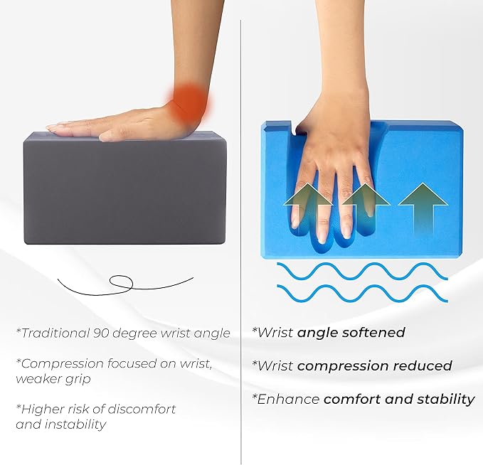 Yes4All Yoga Blocks 2 Pack Wrist Support, Comfort, and Grip Strength, Support for Balance Fitness and Exercise, EVA Foam Blocks Pilates Yoga Brick Yoga Accessories
