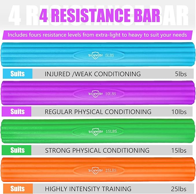 Flex Therapy Bar and Grip Strength Trainers Set, Physical Therapy & Resistance Bar for Golfers Elbow,Tendinitis,Wrist,Forearms Pain, Improve Grip Strength and Relieve Pain