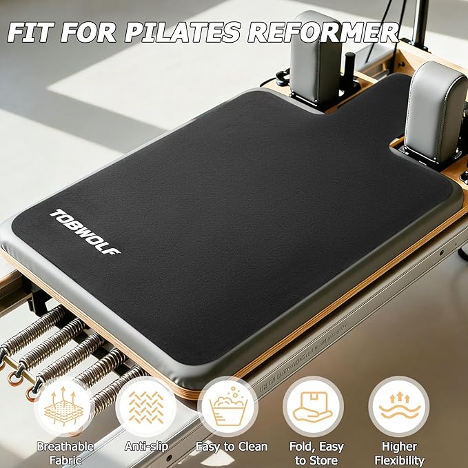 Pilates Reformer Mat Towel - 39in x 24in Non-Slip Suede Pilates Reformer Mat Cover for Pilates Enthusiast to Practice, Lightweight - Soft Surface - Silicone-Backing, Sweat-Wicking, Quick-Drying