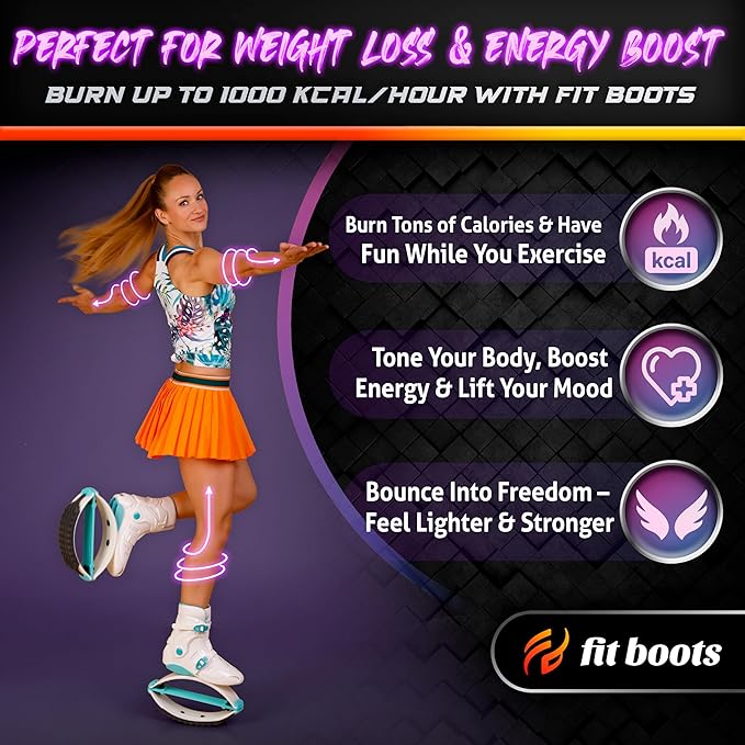 FIT BOOTS for Women Exercise - Premium Moon Shoes for Jumping, Kangaroo Shoes for Training, Cardio & Fun, Joint-Friendly, Rebounder Jumps Boots for Adults & Kids, Bouncy Workout (Women-Gold)