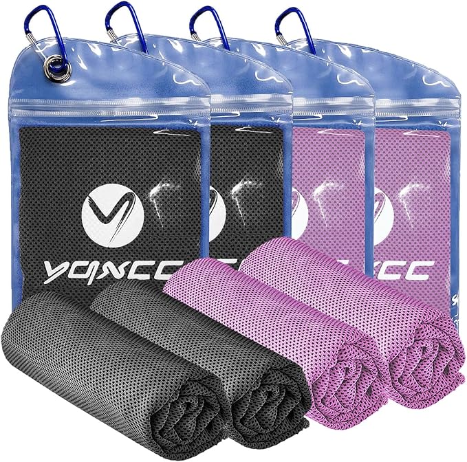 YQXCC 4 Pack Cooling Towels | 40"x12" | Cool for Neck and Face | Microfiber Soft Breathable Chilly | for Yoga, Sport, Golf, Gym, Camping, Running & More Activities