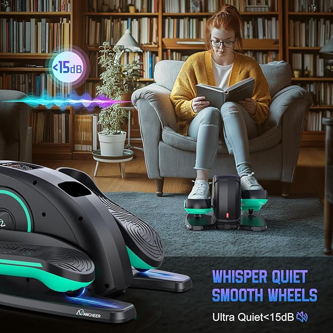ANCHEER Under Desk Elliptical Machine, Electric Seated Pedal Exerciser, Mini Elliptical Machines, LCD Display Monitor, Portable Quiet Elliptical Machine, Leg Exerciser for Home