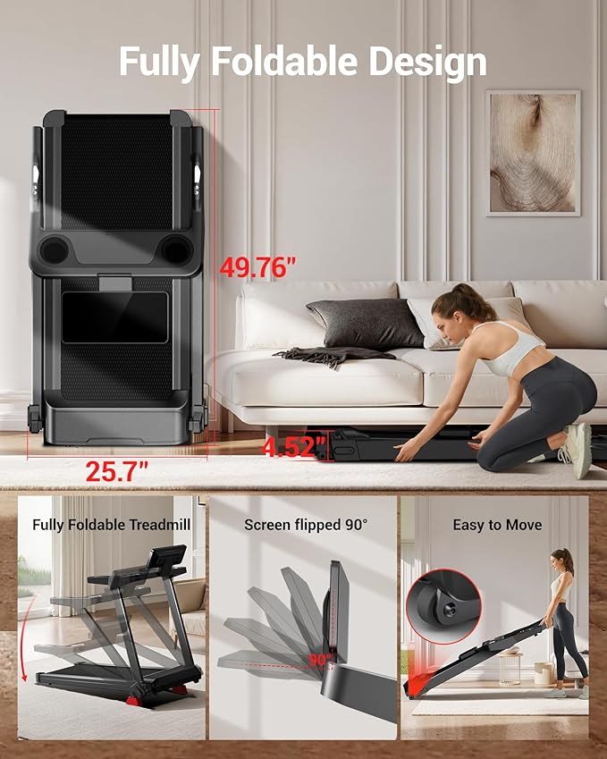 UMAY 20% Incline Treadmill for Home, 400 lb Capacity - Folding Treadmills wtih 3.5HP, 42.5" Wide Running Area & Shock Absorption for Running/Walking
