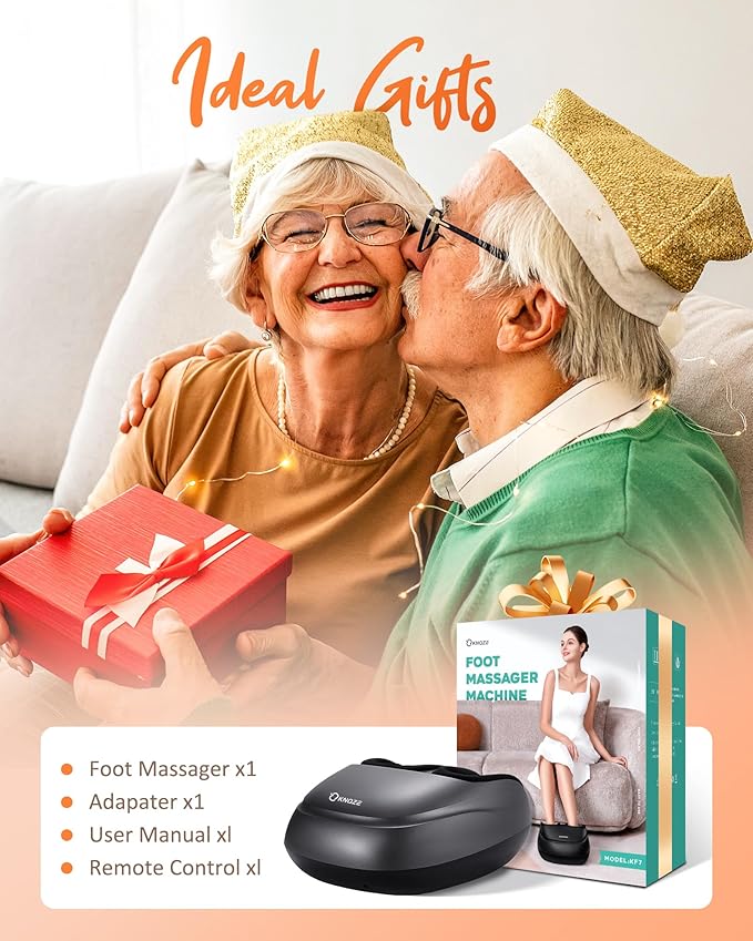 Shiatsu Foot Massager Machine with Heat & Remote, 2026 Upgraded Deep Kneading Feet Massager for Plantar Fasciitis & Neuropathy, 3 Heat Levels, Multi-Mode Massage, Auto-Off Timers, Gifts for Women Men
