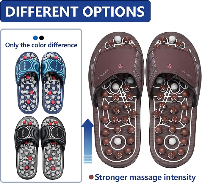BYRIVER Deep Tissue Foot Massager Tool, Massage Slippers Sandals Flip Flops, Neuropathy Arthritis Back Plantar Fasciitis Pain Relief, Xmas Gifts for Dad Mom Coworkers Runners(02XS)