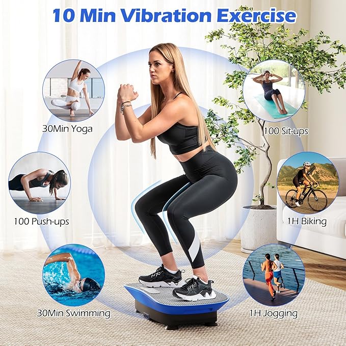 Goplus Vibration Plate Exercise Machine, Vibrating Platform for Lymphatic Drainage w/Remote, LED Display, Home Workout Full Body Shake Board for Weight Loss
