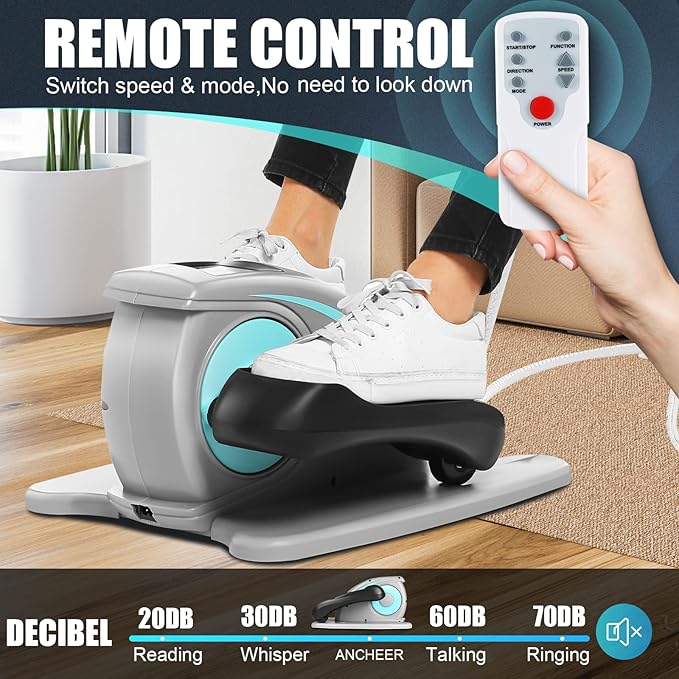 ANCHEER Under Desk Elliptical Machine - Quiet Pedal Exerciser for Seniors, Office & Home, Low-Impact Seated Leg Workout Equipment, Smart LCD Display, Remote Control