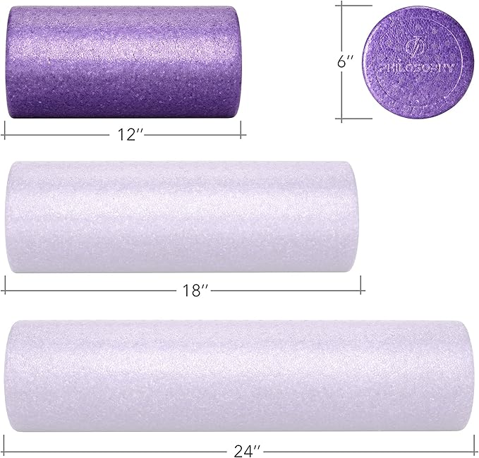 Philosophy Gym 12" High-Density Foam Roller for Exercise, Massage, Muscle Recovery - Round, Purple
