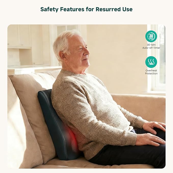 Snailax Back Massager for Back Pain Deep Tissue, Shiatsu Lower Back Neck Massager with Heat, 3D Kneading Massage Pillow for Neck Shoulder Legs, Gifts for Mom, Dad, Women