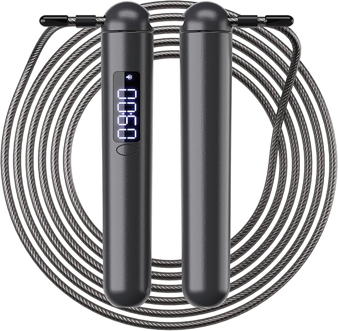 Smart Jump Rope | Accurate Calorie Tracking & 4 Training Modes | Adjustable Steel Wire Rope | Built-in High-Speed Bearings | Type-C Charging | Ideal for Fat Burning, Speed Training & Home Workouts