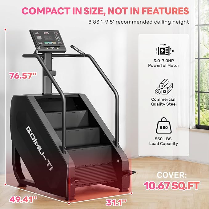 T1 Stair Stepper Machine, 550Lbs Commercial Grade Stair Climber for Home with 15 Resistance Level and LED Screen, Stepmill Exercise Machine for Cardio and Full Body Workouts, 24-164 Steps/Min