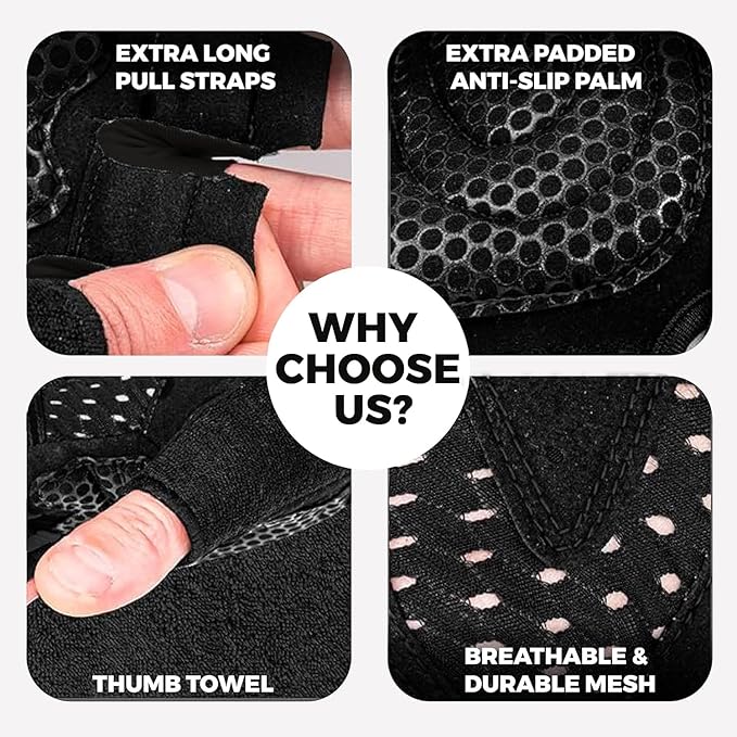 MhIL Workout Gloves for Men – Comfortable Gym Gloves for Men with Enhanced Grip for Safety and Hand Protection – Weight Lifting Protection with Wrist Wraps Support for Performance Boost and Style