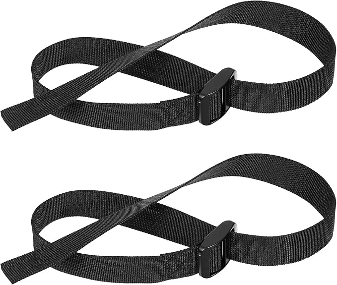 2Pcs Adjustable Rowing Machine Foot Straps, Fitness Foot Straps Replacement Parts for Rowing Machine Elliptical Under Desk Leg Exercise Machine Home Sports Office Accessories (Black)