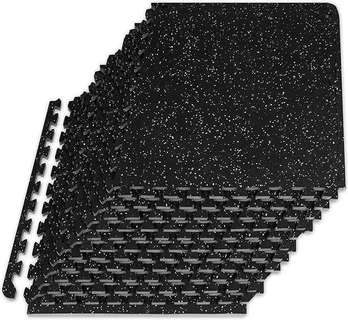ProsourceFit Rubber Top Exercise Puzzle Mat ½-inch or ¾-inch, EVA Foam Interlocking Tiles for Home Gym Protective Flooring for Equipment and Workouts, Available in 24 SQ FT or 48 SQ FT