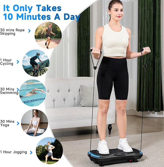 Vibration Plate Exercise Machine for Lymphatic Drainage, Vibration Machine for Full-Body Weight Loss Shaping, Vibrate Fitness Platform 400 Lbs & 200 Adjustable Speeds for Women Men Home