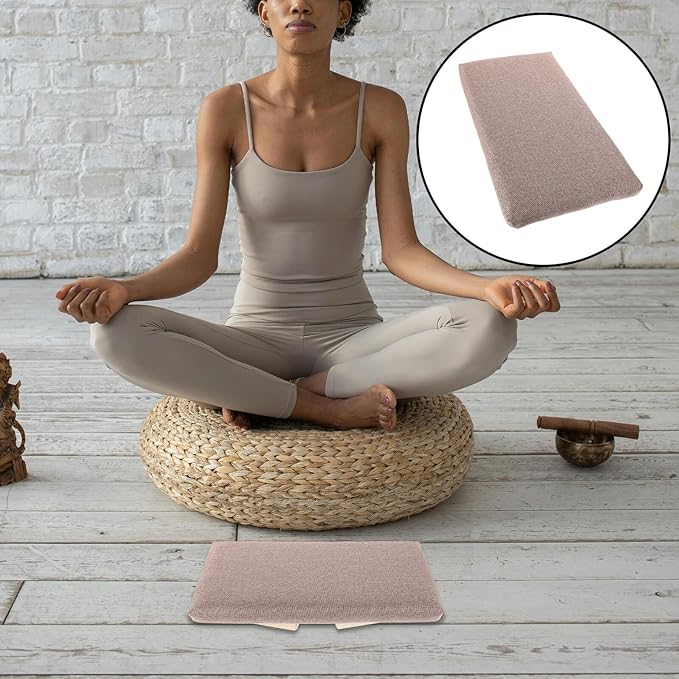 BESPORTBLE Foldable Wooden Bench for Adults, Ergonomic Stool with Milk Tea Color, Portable Posture Chair, Prayer, and Mindfulness Practice at Home Or Travel