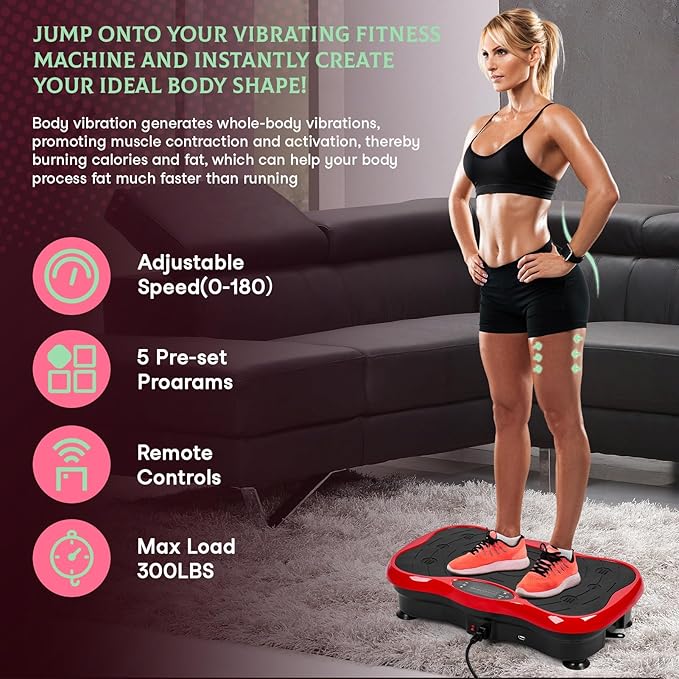 Power Waver Vibration Plate Machine with Adjustable Intensity, Vibration Platform for Full-Body Workout & Recovery, Vibration Fitness Machine for Muscle Toning/Circulation Improvement
