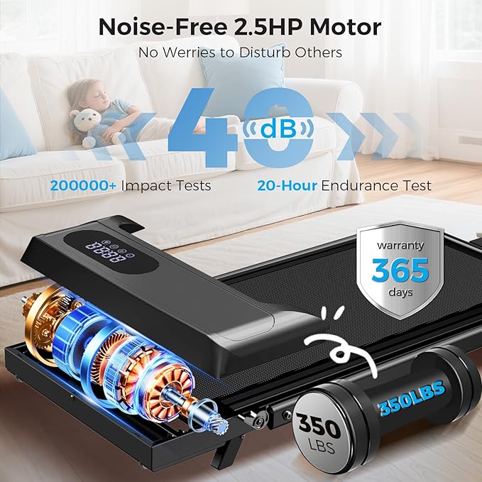 Walking Pad with Incline, 2.5HP Walking Pad Treadmill, 3 in 1 Portable Under Desk Treadmills for Home Small Space, Foldable Folding Home Treadmill with Remote Control, 350LBS Capacity