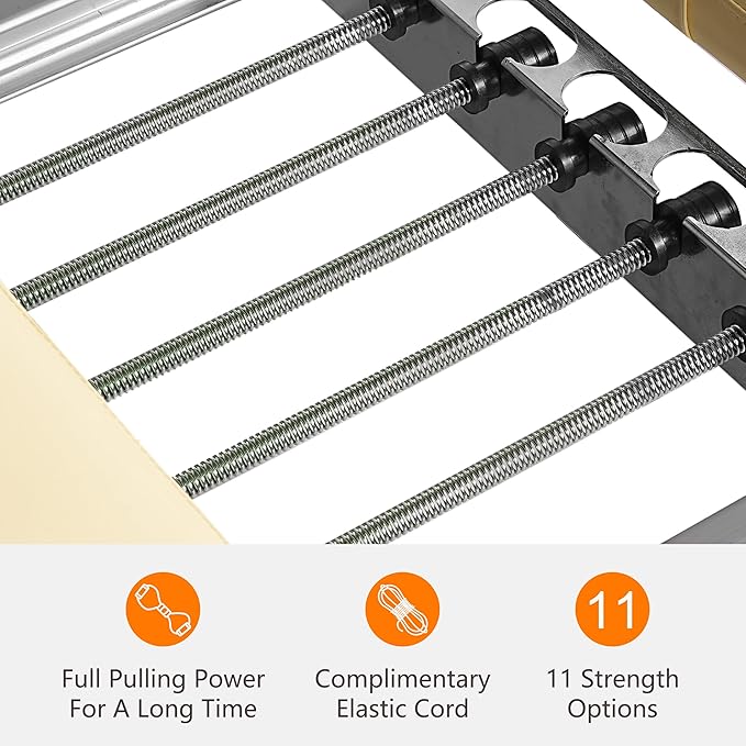 Beige Pilates Reformer, Foldable Pilates Machine for Home Gym Workout, Pilate Equipment with High Strength Alloy Springs for Beginners, Up to 330lbs