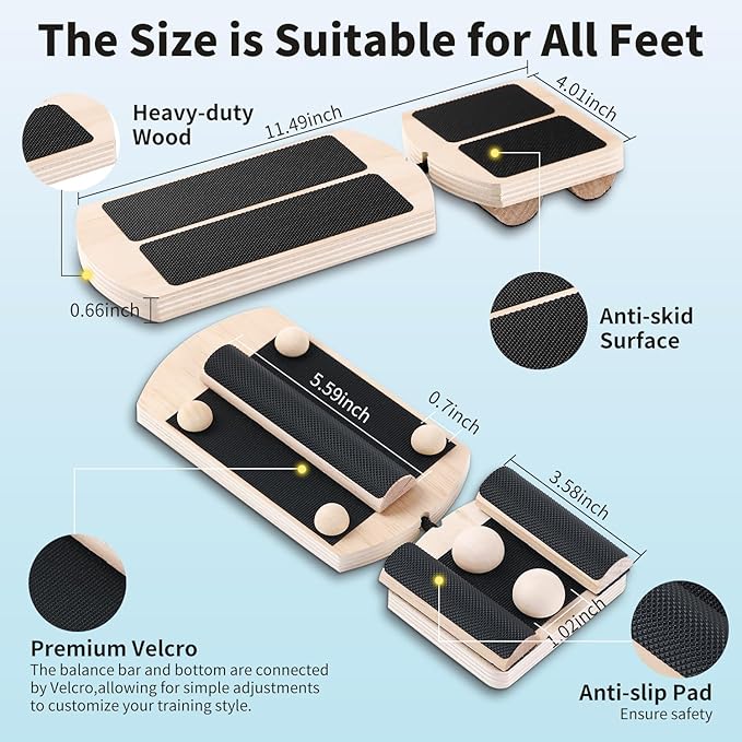 Professional Ankle Balance Board - Adjustable Foot Strengthener with 12 Interchangeable Pods for Stability Training at Home, Gym, Outdoor & Workspace, Physical Therapy and Pain Relief