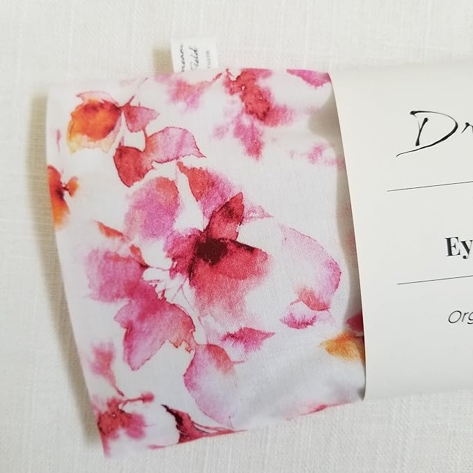 Lavender Eye Pillow with Washable Cover – Handmade Aromatherapy Eye Mask | Pink Watercolor Print