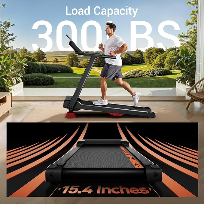 16% Incline Treadmill with Handle, 3-in-1 Portable Treadmills for Home and Office, Foldable Treadmills with 300 Lbs Weight Capacity, 3.1HP Quiet Walking Pad Treadmill, Three Screen (P8 Dark Black)