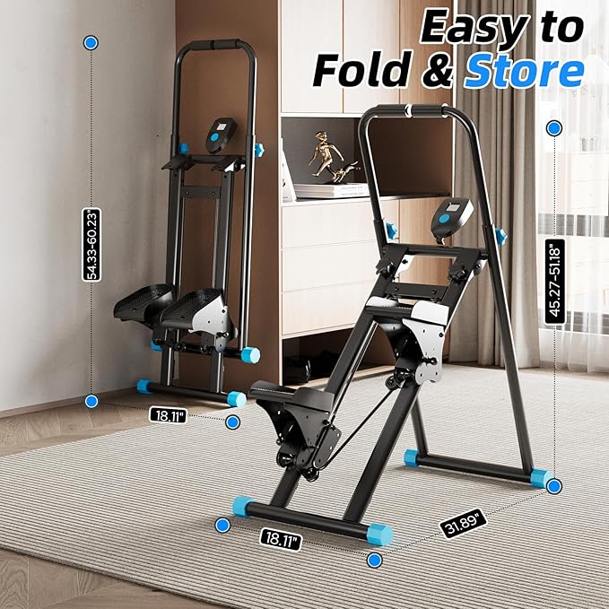 Foldable Stair Stepper for Home, Adjustable Stair Climber with 4 Heights & 3 Angles, Compact Folding Vertical Stair Master for Exercise at Home for Full-Body Workout