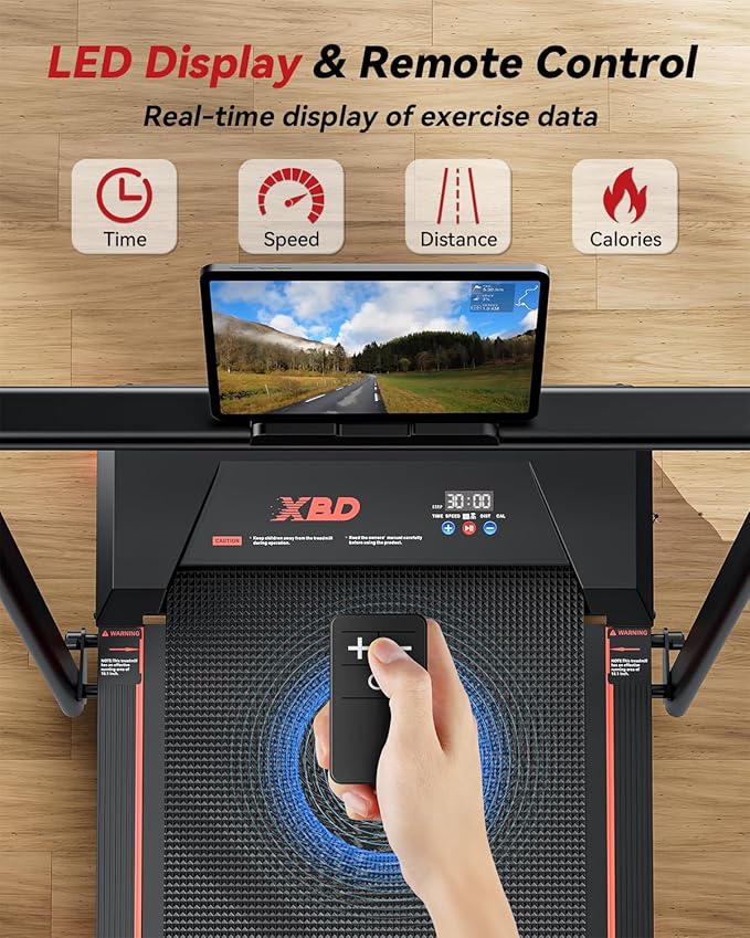 Walking Pad with Incline,XBD Under Desk Treadmill for Home Small Office,2.5HP Low Noise Portable Treadmill with 330 Lbs Capacity,Remote Control and LED Display