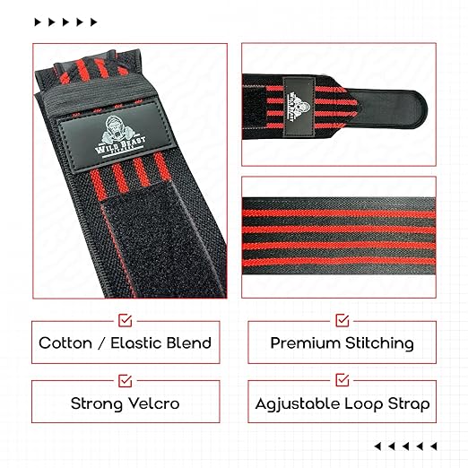 Elbow Wraps for Weightlifting (Pair), Stretchable & Breathable 41" Elbow Compression Strap, Weightlifting Straps for Bench Press, Supports Powerlifting, Pressing, Elbow Straps for Gym Accessories for Men (Red)